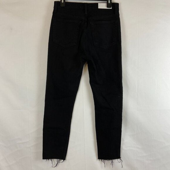 RE/DONE Jeans 28 High Rise Ankle Crop Black Button Fly - Picture 6 of 10